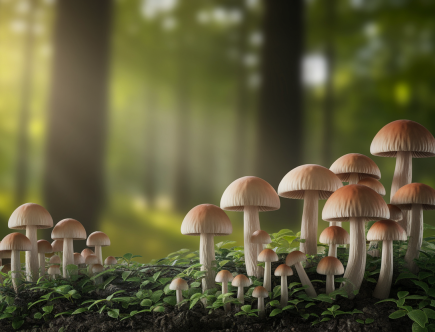 champignons-multicolores-foret-lumiere